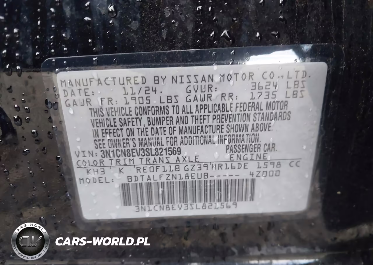 2025 Nissan Versa 1.6 Sv VIN:3N1CN8EV3SL821569 - 9