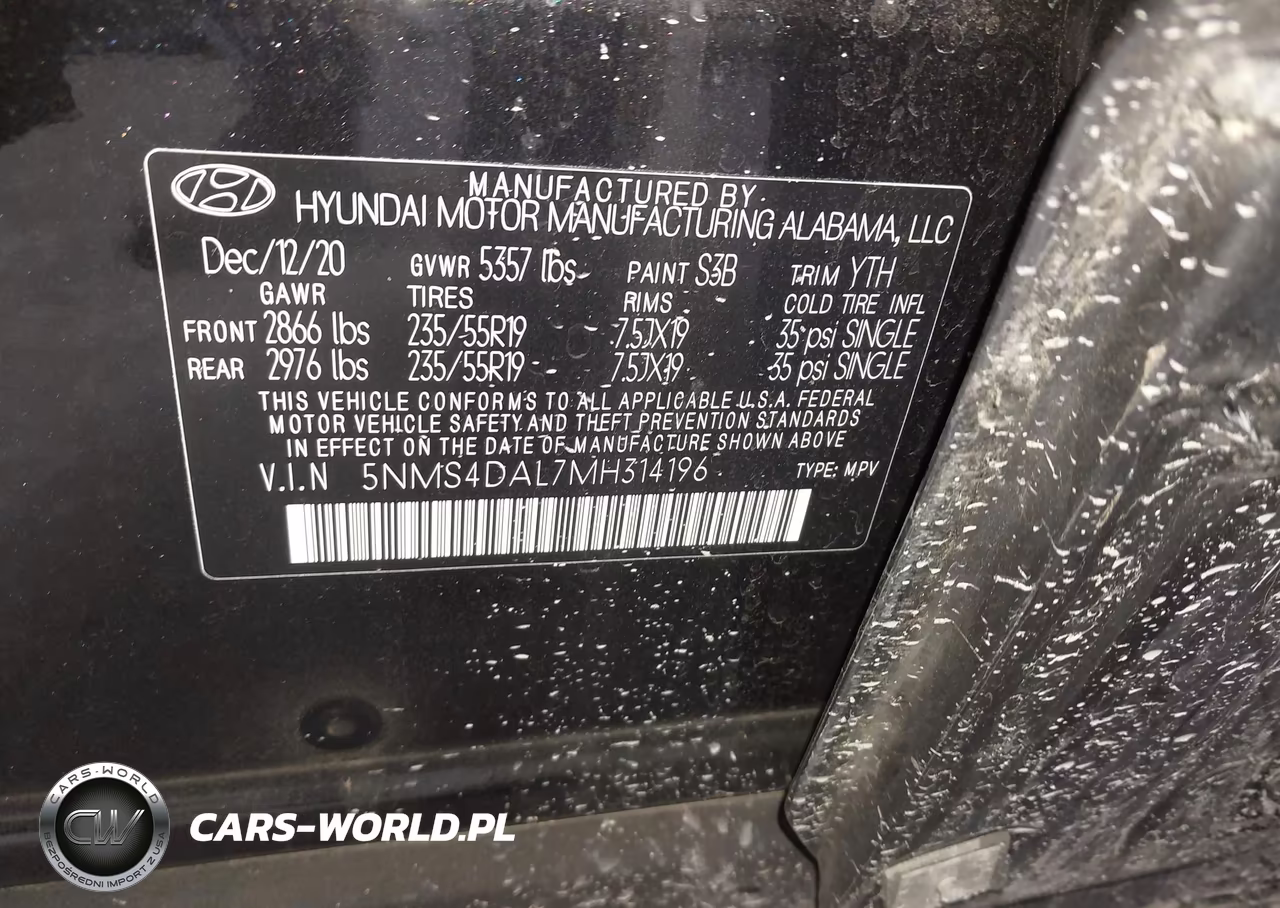 2021 Hyundai Santa Fe Limited VIN:5NMS4DAL7MH314196 - 9