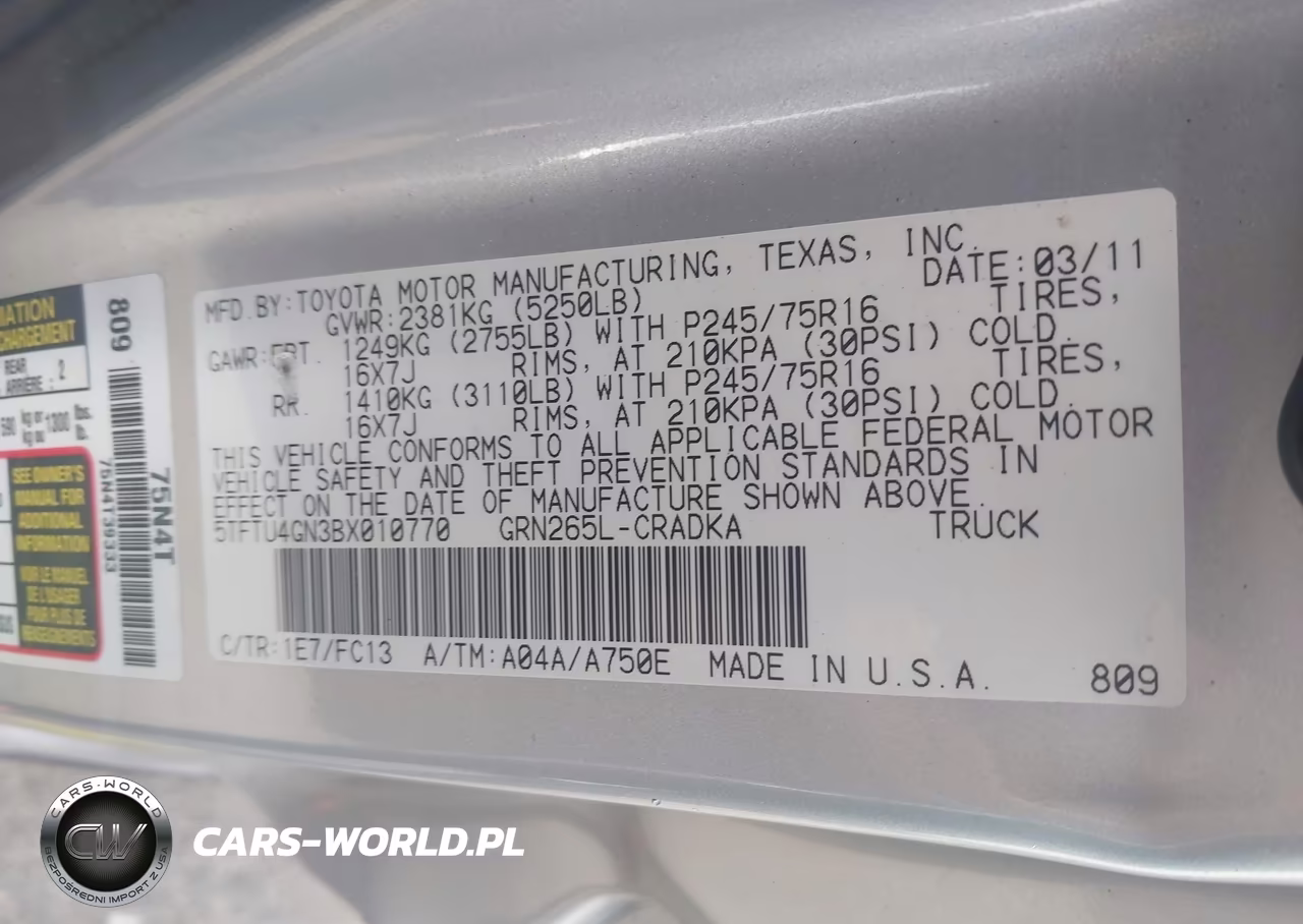 2011 Toyota Tacoma Prerunner V6 VIN:5TFTU4GN3BX010770 - 9
