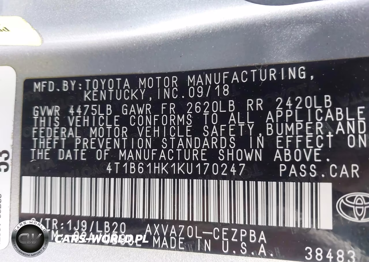 2019 Toyota Camry Xse VIN:4T1B61HK1KU170247 - 9