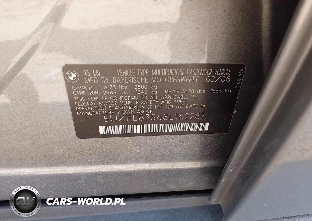 2008 BMW X5 4.8I VIN:5UXFE83568L162287 - 9