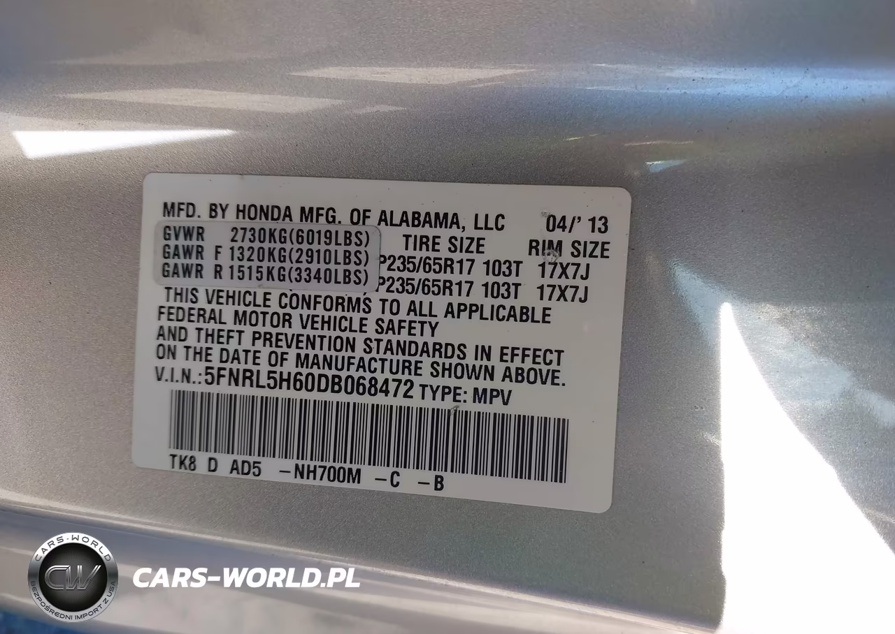 2013 Honda Odyssey Ex-L VIN:5FNRL5H60DB068472 - 9
