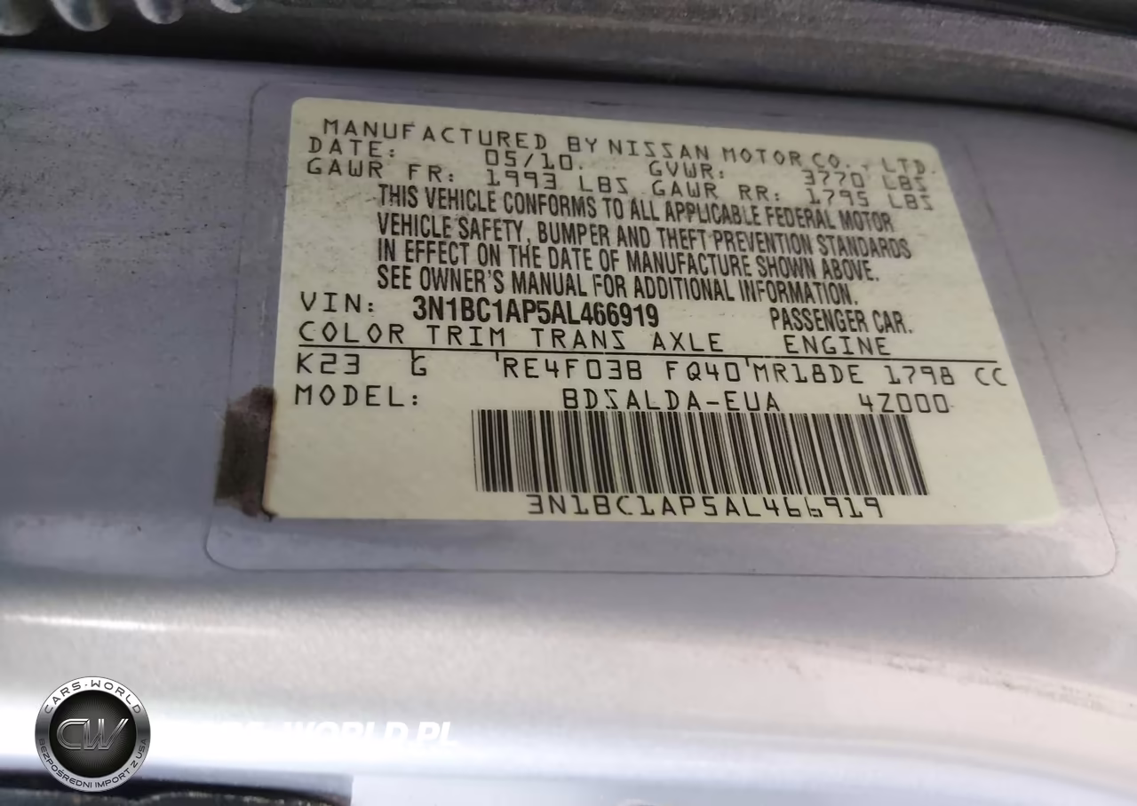 2010 Nissan Versa 1.8S VIN:3N1BC1AP5AL466919 - 9