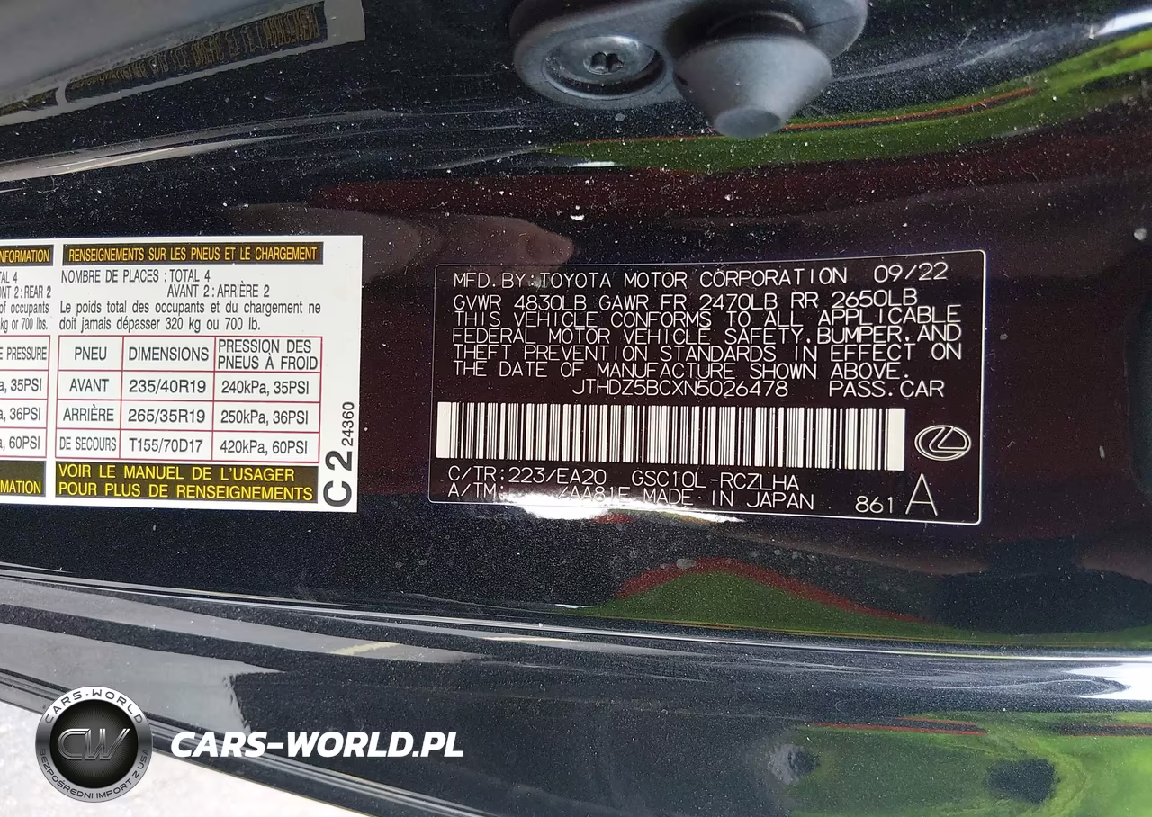 2022 Lexus Rc 350 VIN:JTHDZ5BCXN5026478 - 9