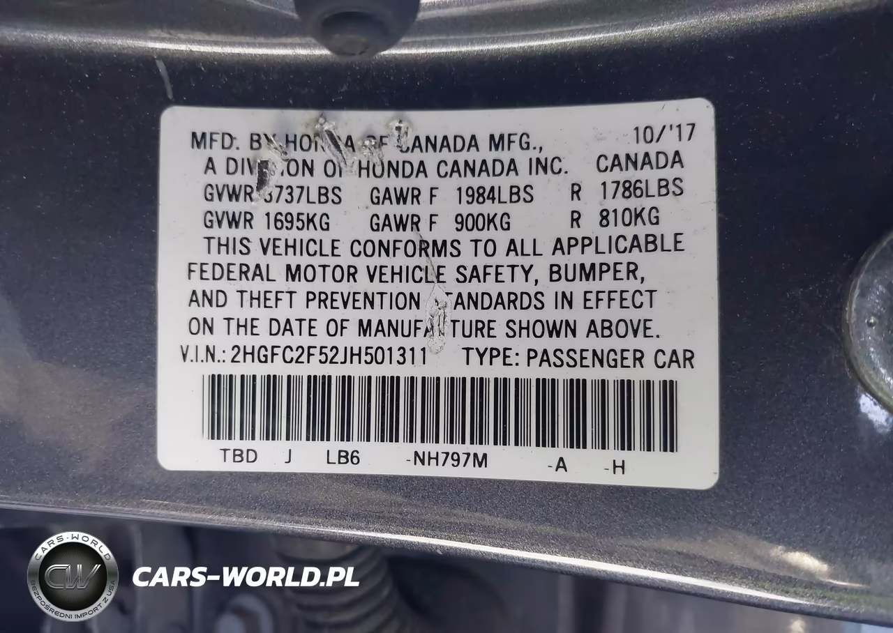 2018 Honda Civic Lx VIN:2HGFC2F52JH501311 - 9