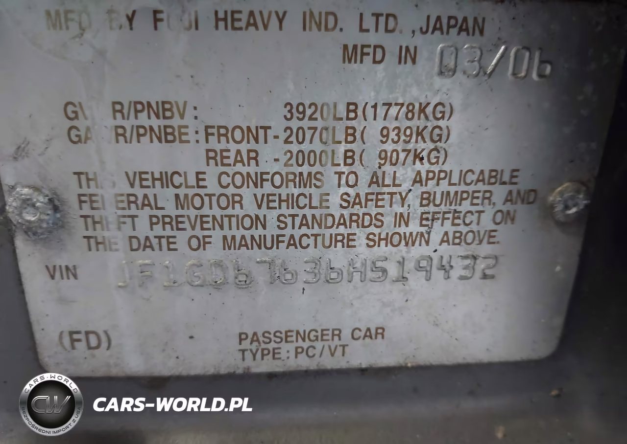 2006 Subaru Impreza 2.5I VIN:JF1GD67636H519432 - 9
