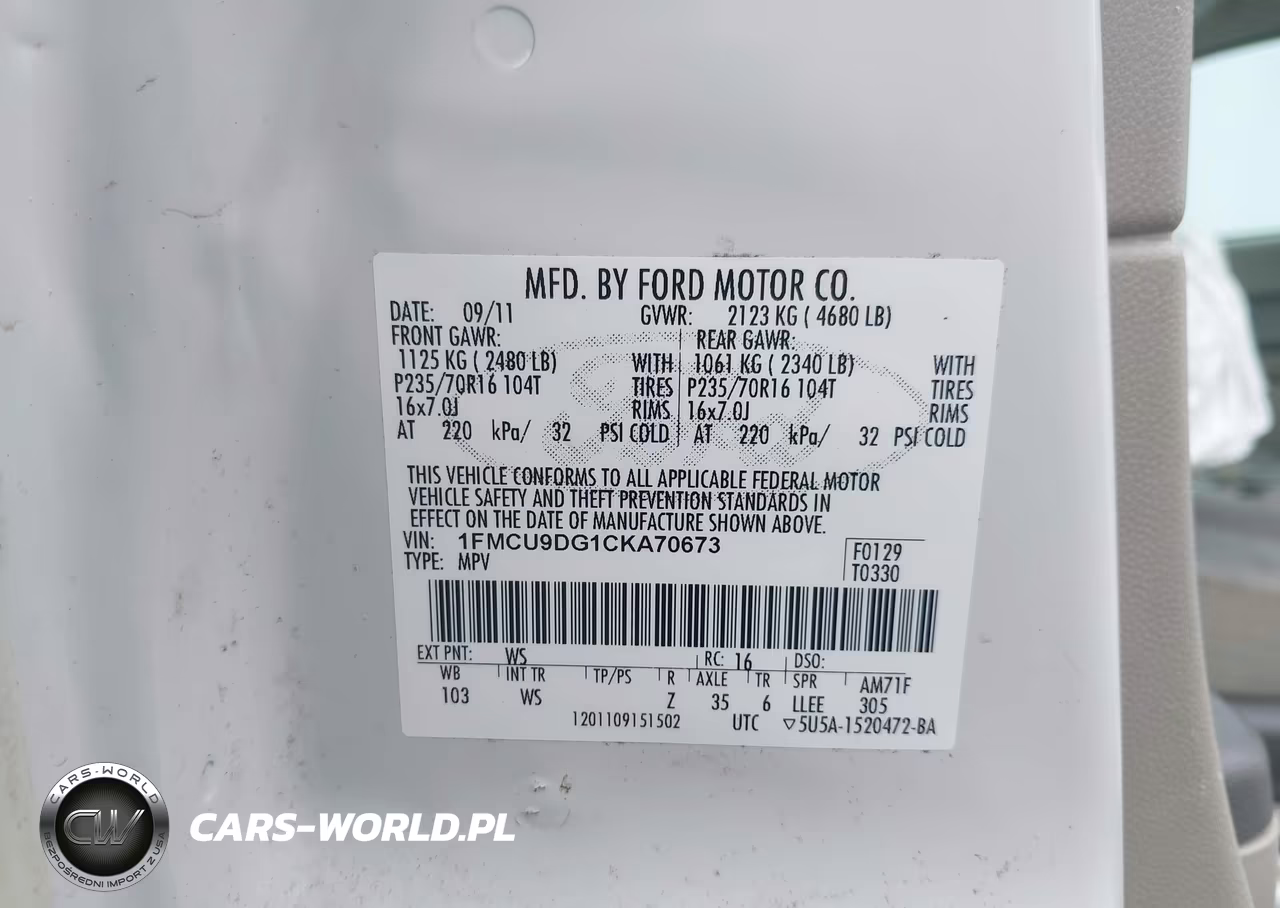 2012 Ford Escape Xlt VIN:1FMCU9DG1CKA70673 - 9