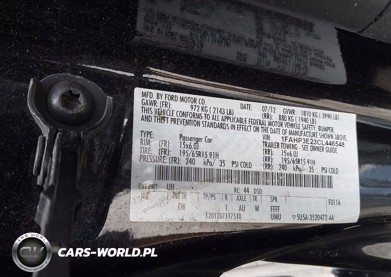 2012 Ford Focus S VIN:1FAHP3E23CL446548 - 9