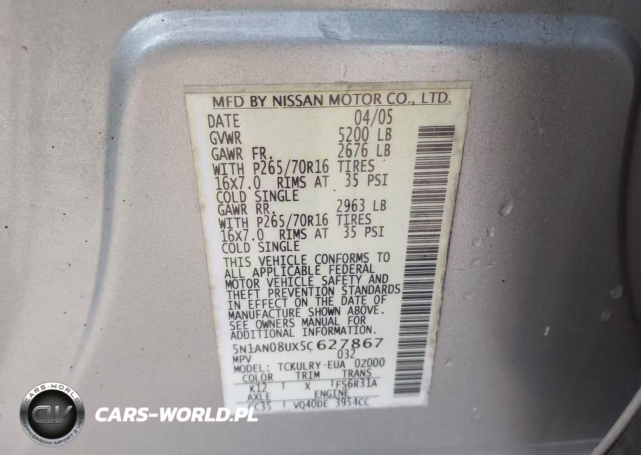 2005 Nissan Xterra S VIN:5N1AN08UX5C627867 - 9