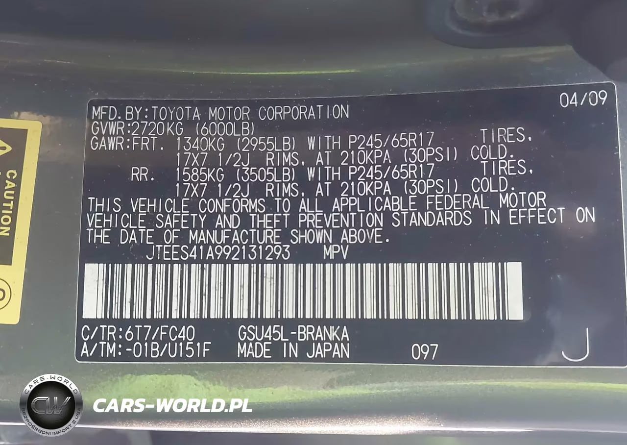 2009 Toyota Highlander VIN:JTEES41A992131293 - 9