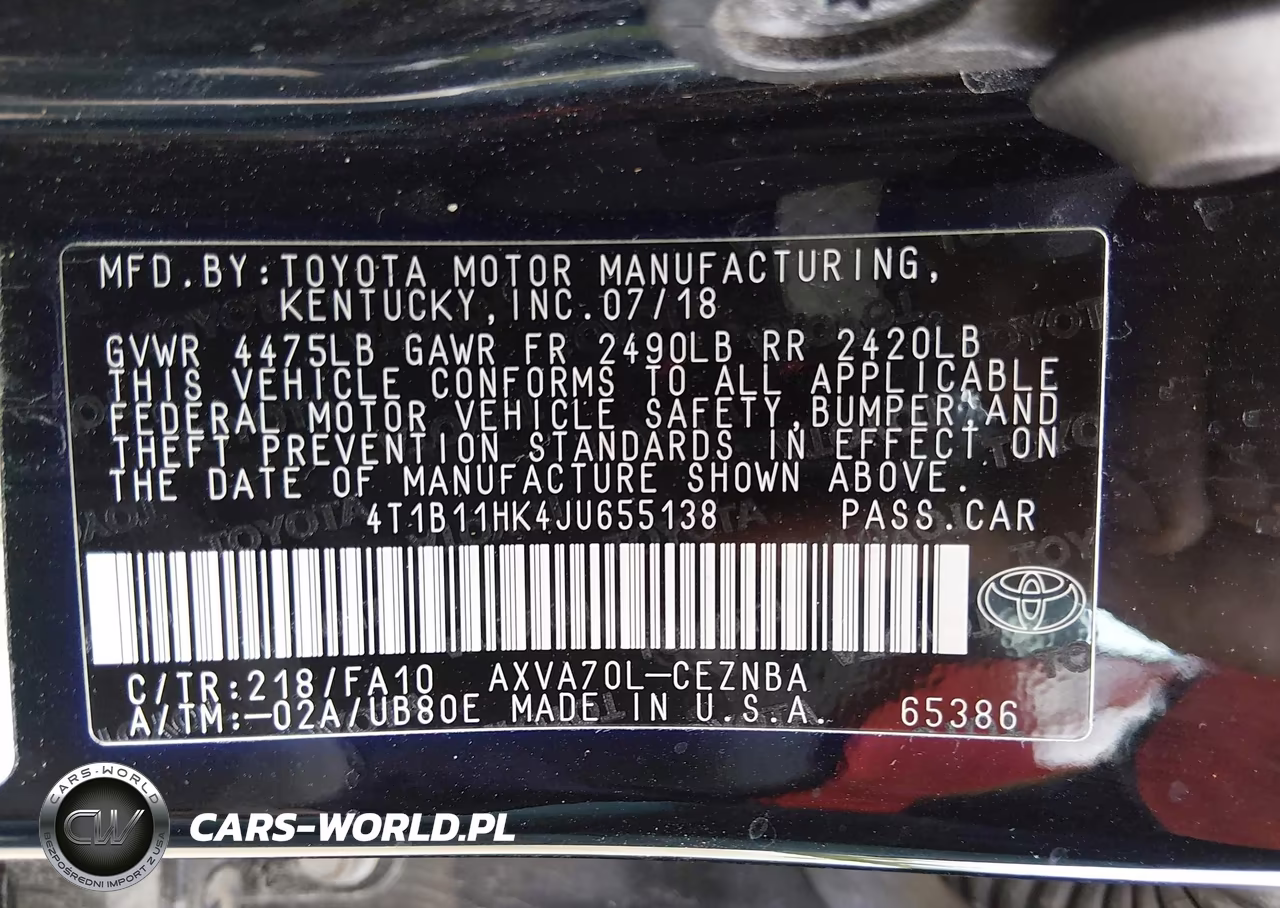 2018 Toyota Camry Le VIN:4T1B11HK4JU655138 - 9