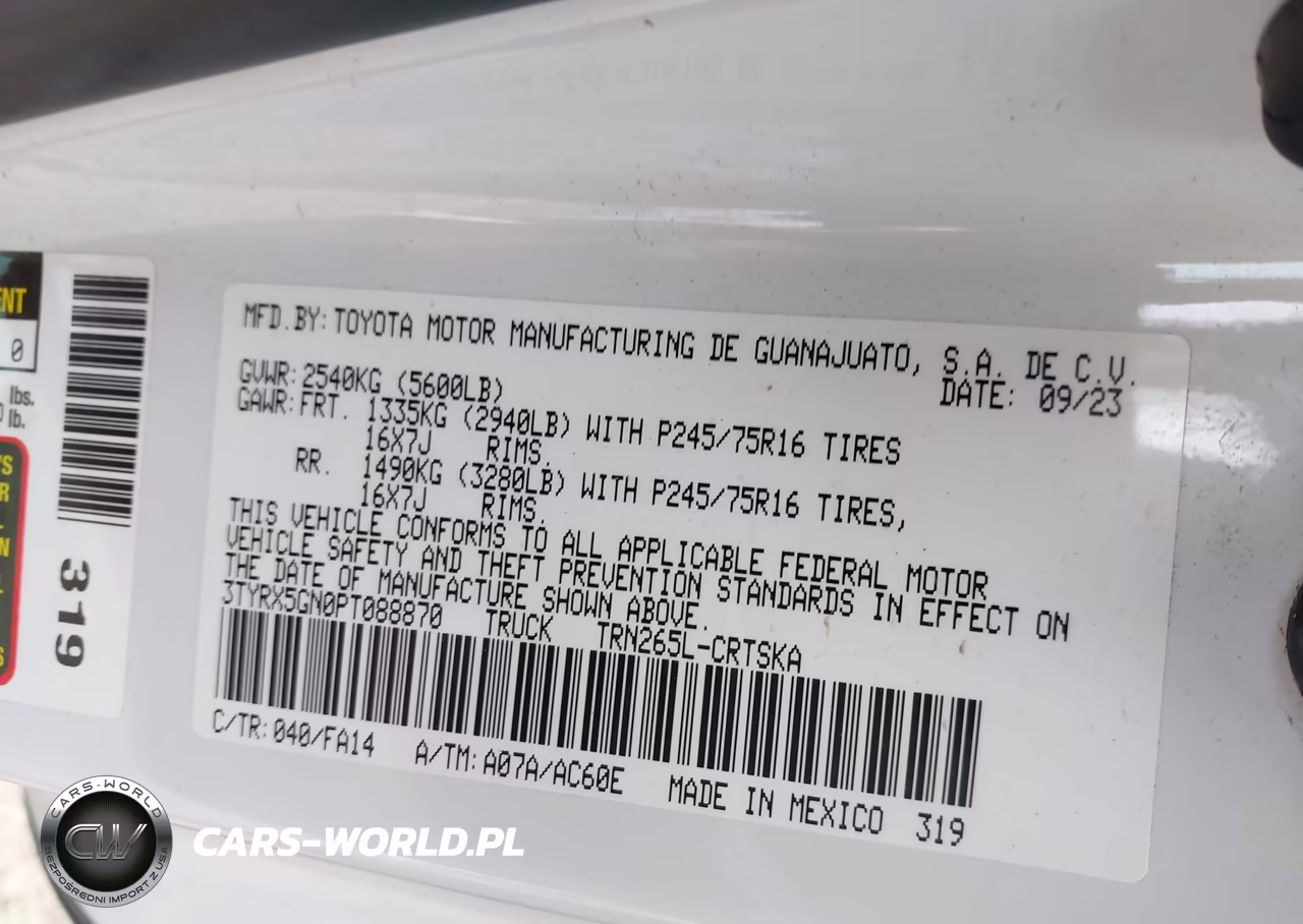 2023 Toyota Tacoma Sr VIN:3TYRX5GN0PT088870 - 9
