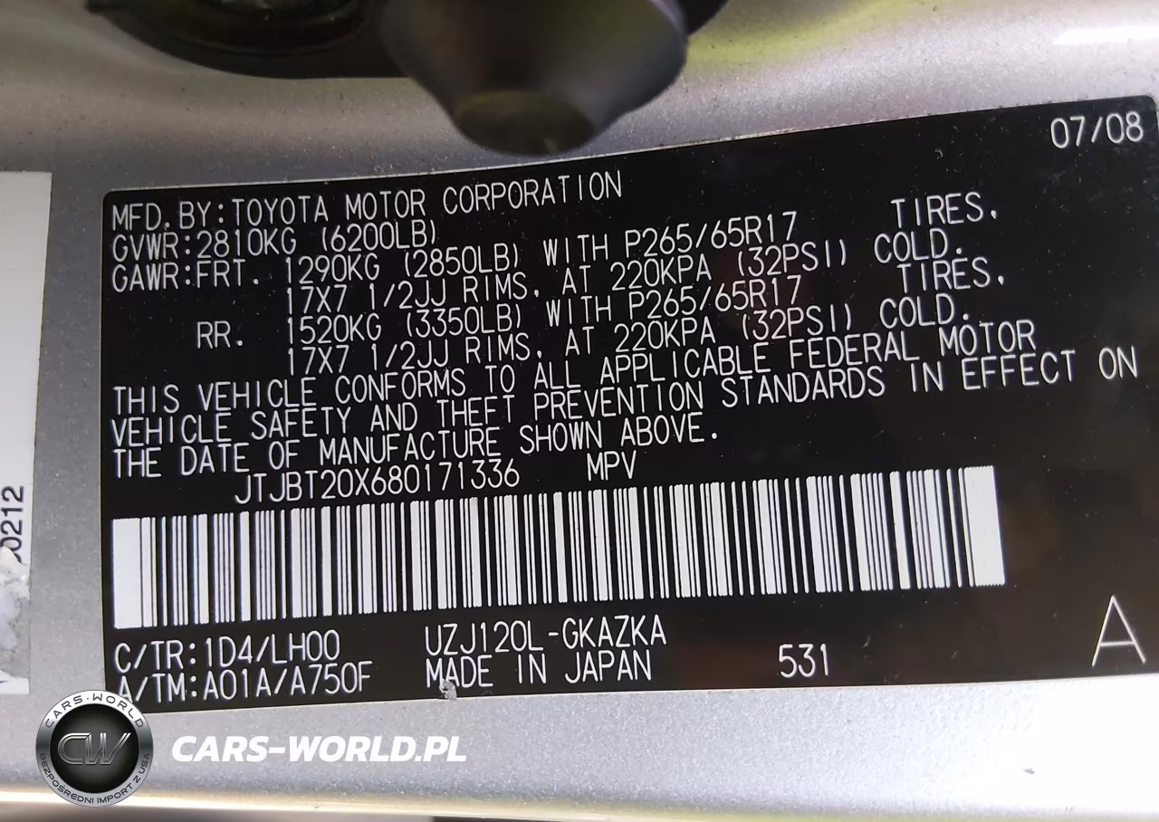 2008 Lexus Gx 470 VIN:JTJBT20X680171336 - 9