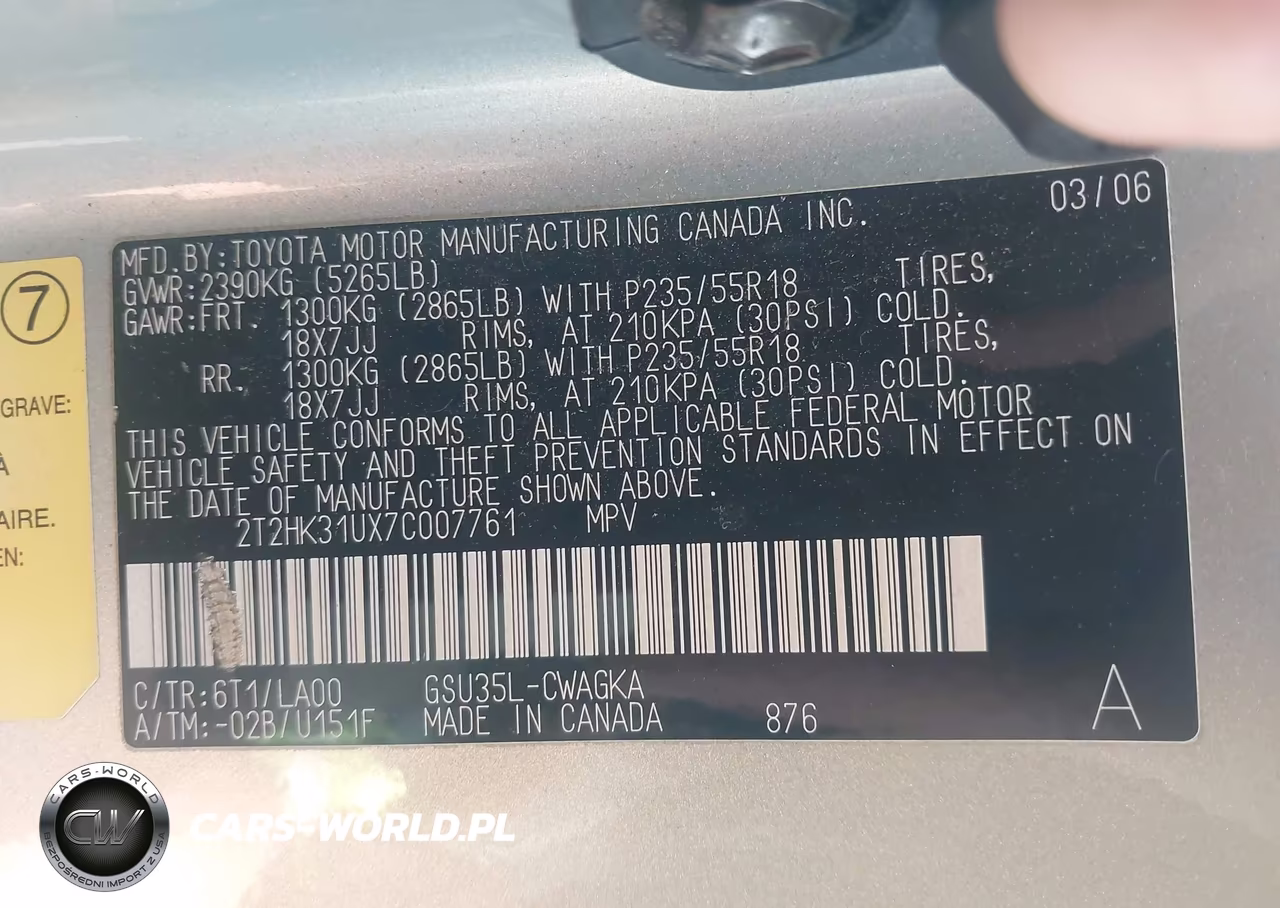 2007 Lexus Rx 350 VIN:2T2HK31UX7C007761 - 9