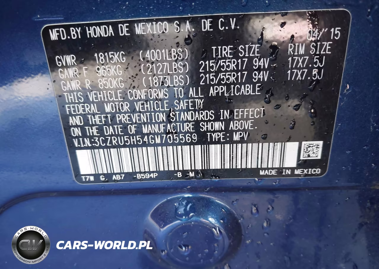 2016 Honda Hr-V Ex VIN:3CZRU5H54GM705569 - 9