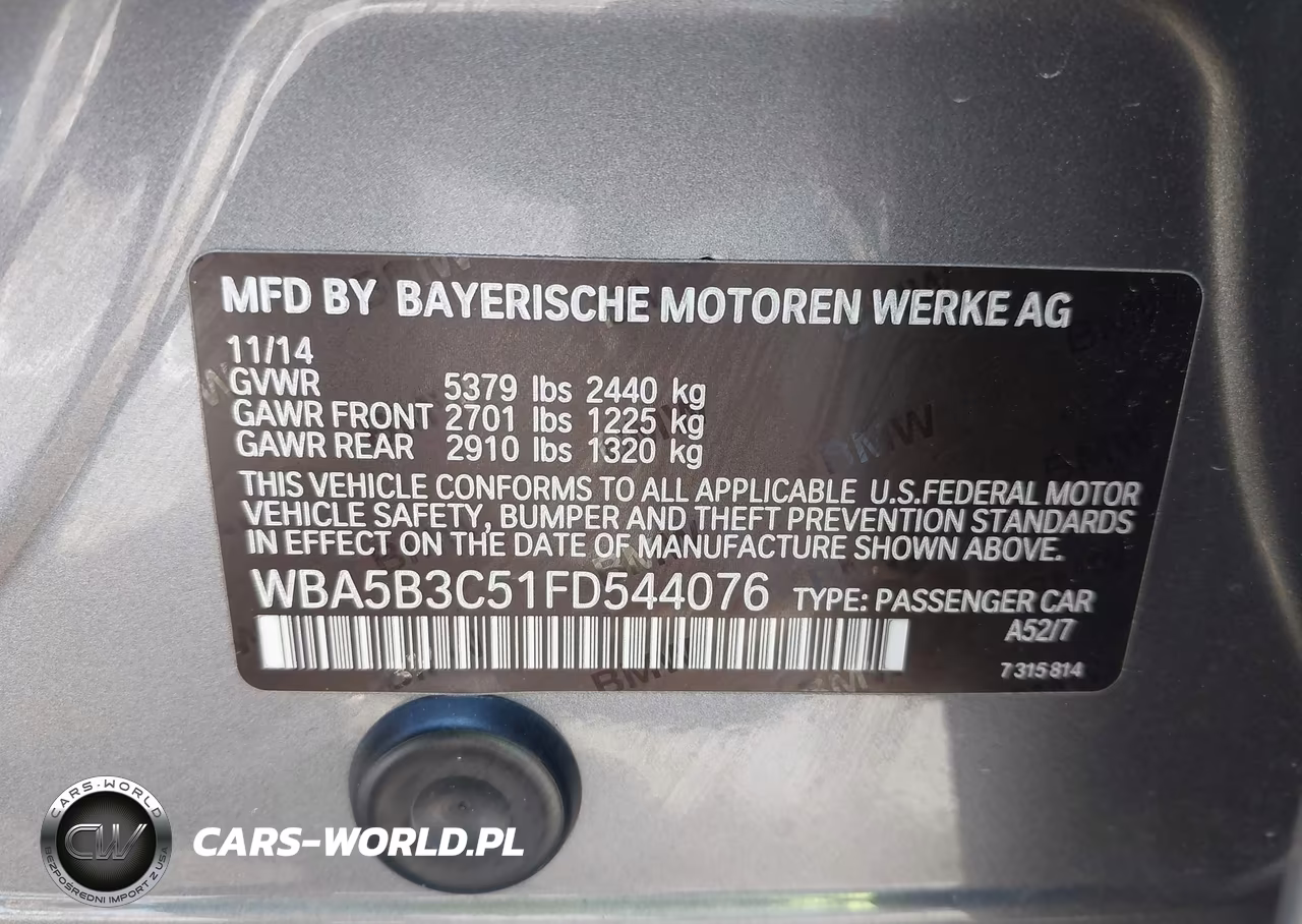 2015 BMW 535I xDrive VIN:WBA5B3C51FD544076 - 9