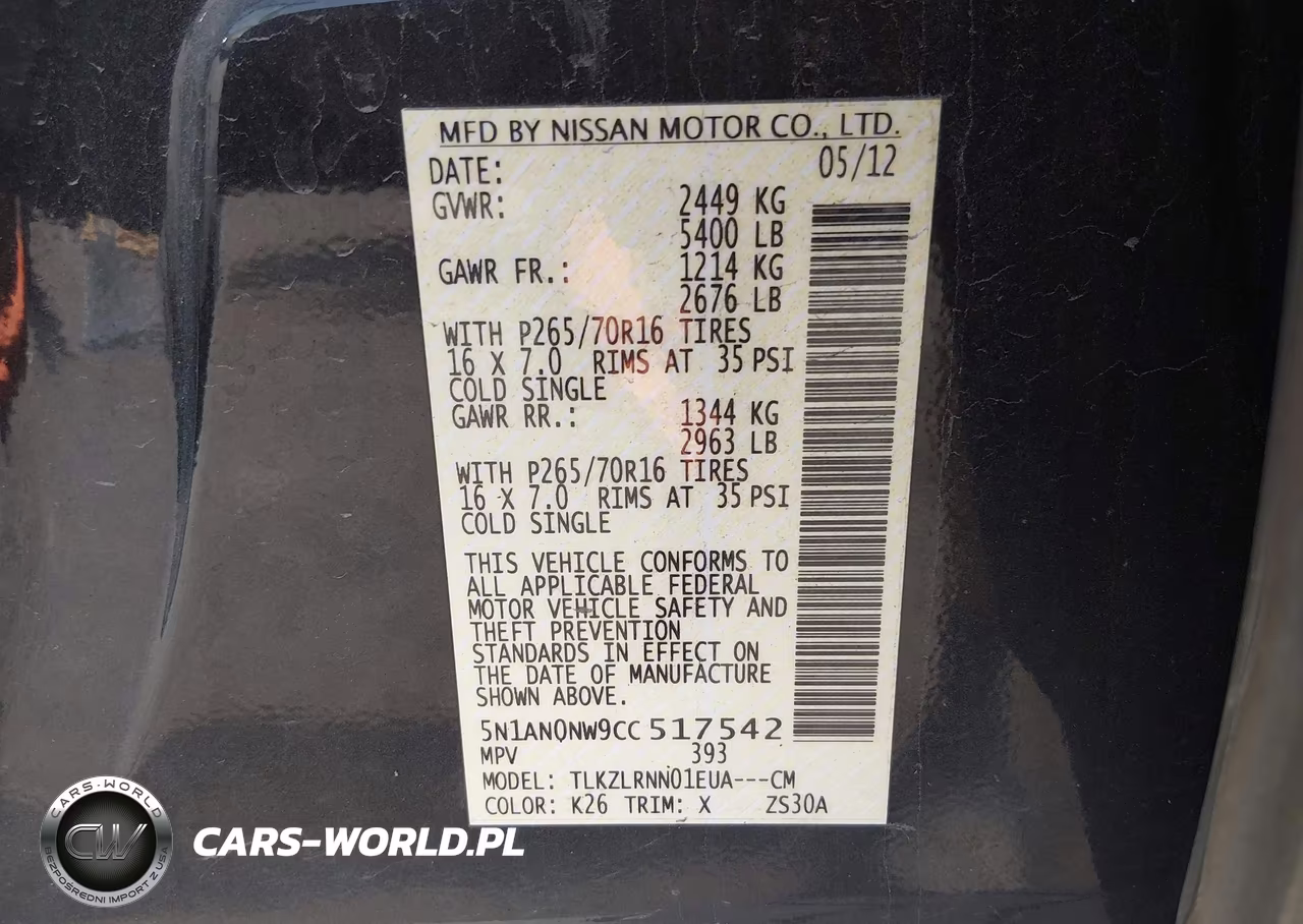 2012 Nissan Xterra S VIN:5N1AN0NW9CC517542 - 9