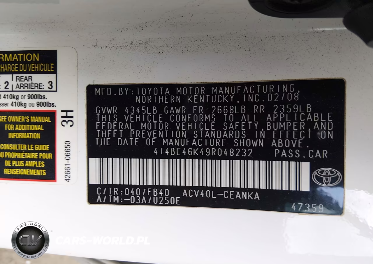 2009 Toyota Camry Le VIN:4T4BE46K49R048232 - 9