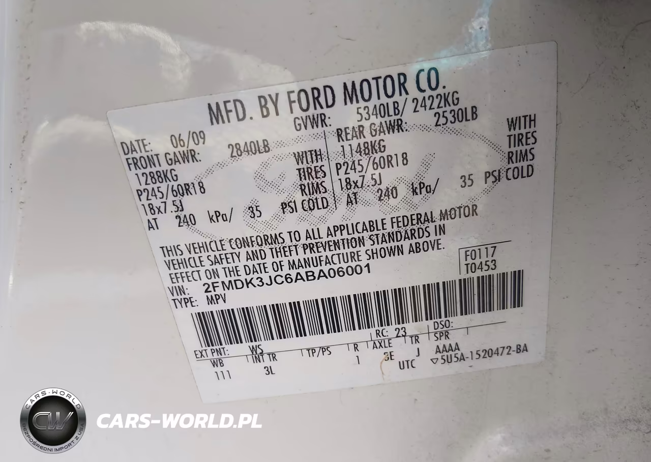 2010 Ford Edge Sel VIN:2FMDK3JC6ABA06001 - 9