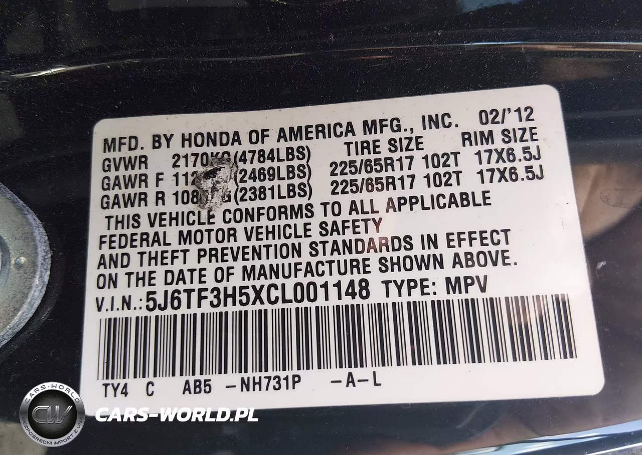 2012 Honda Crosstour 2.4 Ex-L VIN:5J6TF3H5XCL001148 - 9