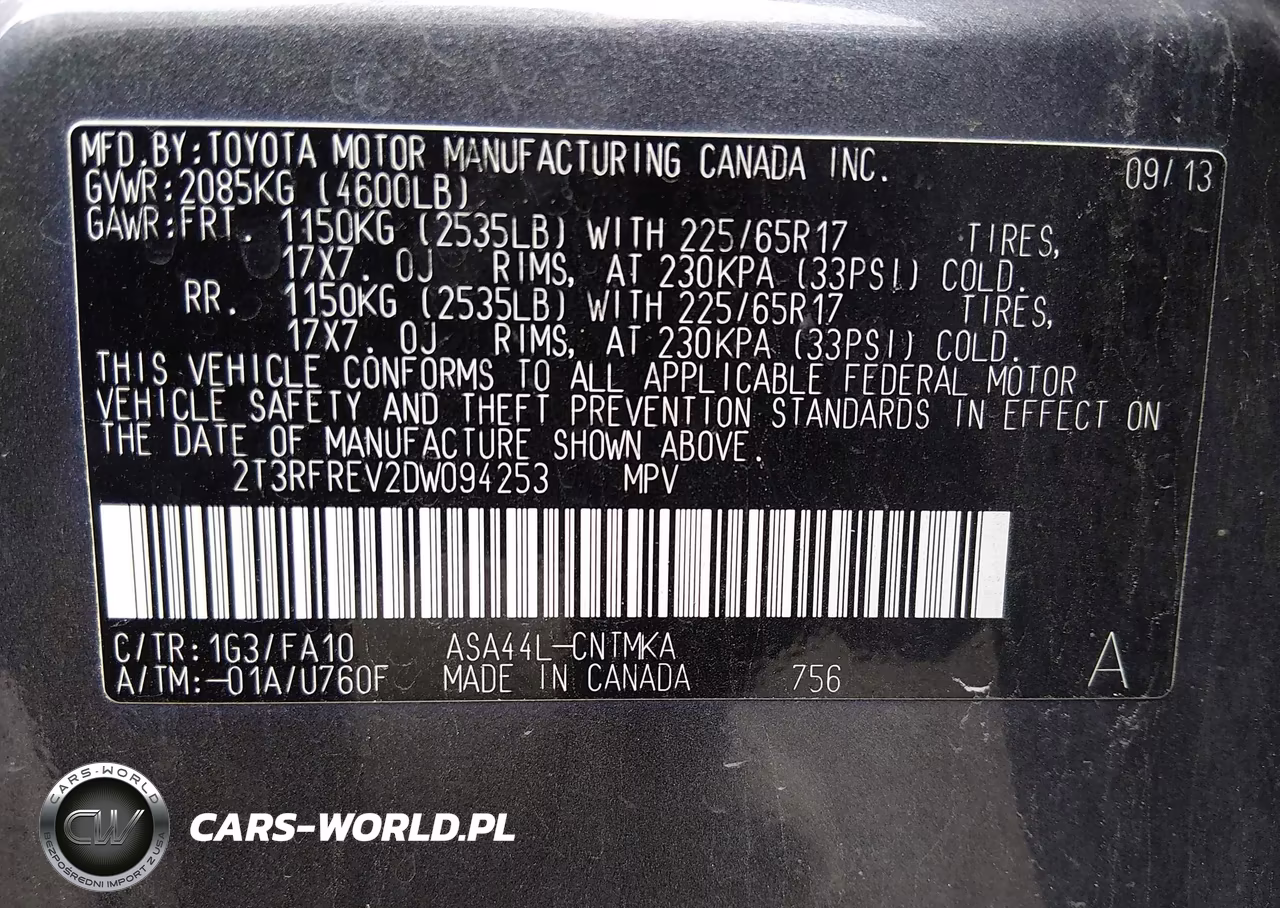 2013 Toyota Rav4 Xle VIN:2T3RFREV2DW094253 - 9