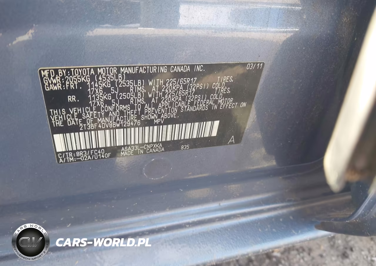 2011 Toyota Rav4 VIN:2T3BF4DV8BW129476 - 9