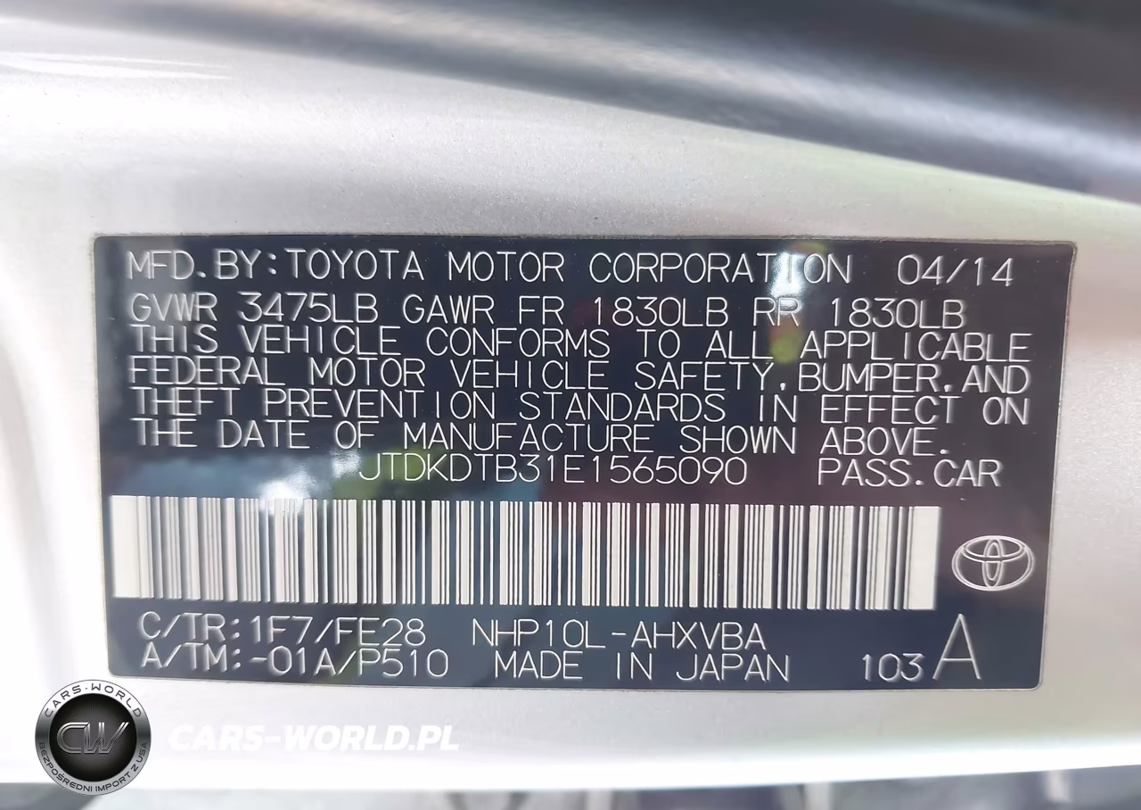 2014 Toyota Prius C One VIN:JTDKDTB31E1565090 - 9