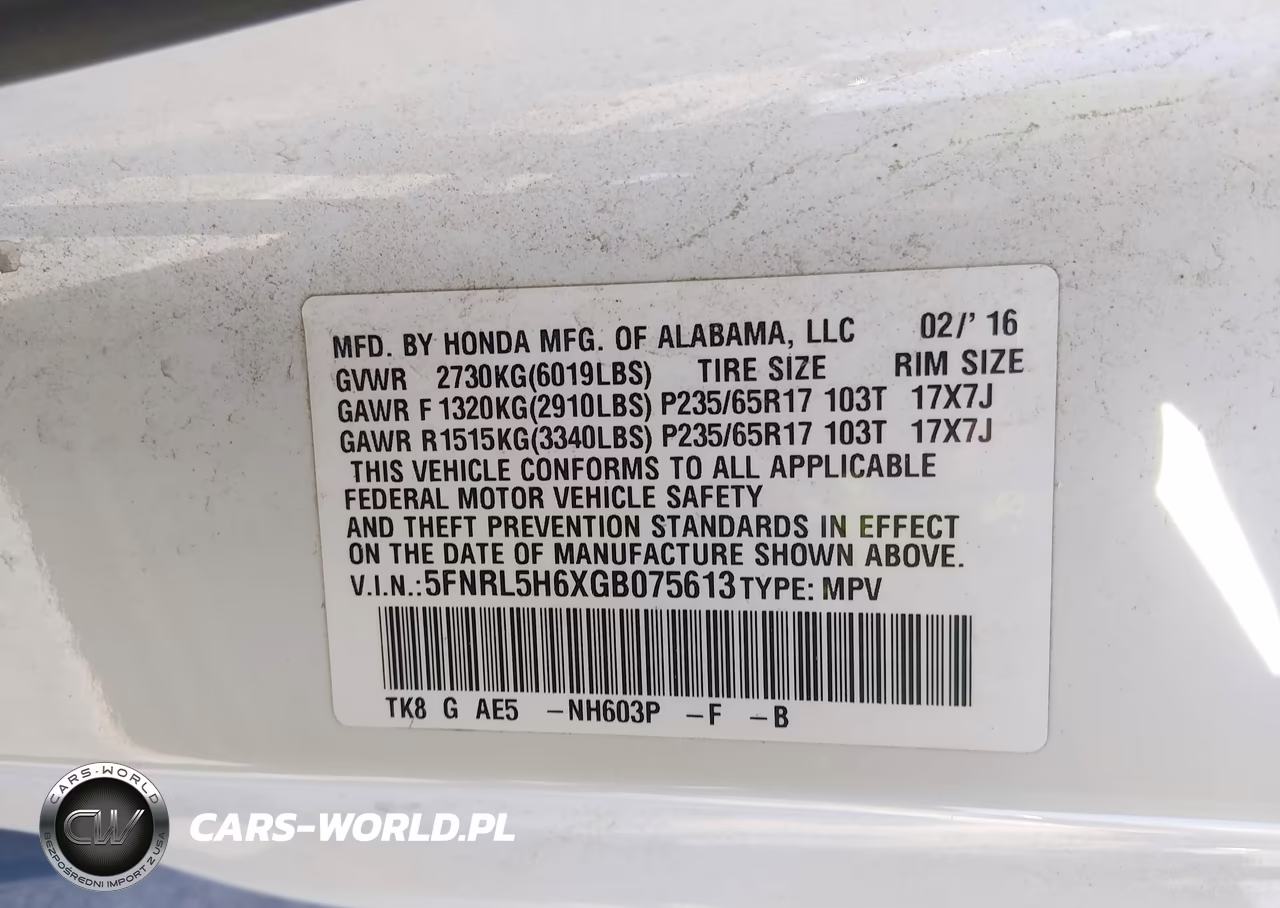2016 Honda Odyssey Ex-L VIN:5FNRL5H6XGB075613 - 9