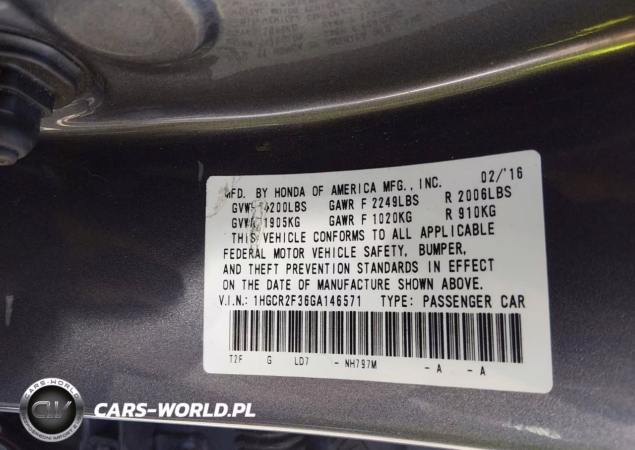 2016 Honda Accord Lx VIN:1HGCR2F36GA146571 - 9