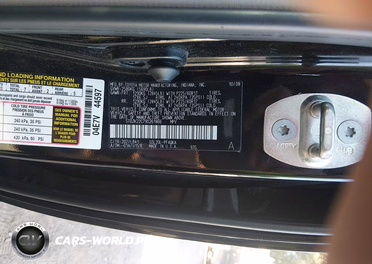 2009 Toyota Sienna Xle VIN:5TDZK22C79S261866 - 9