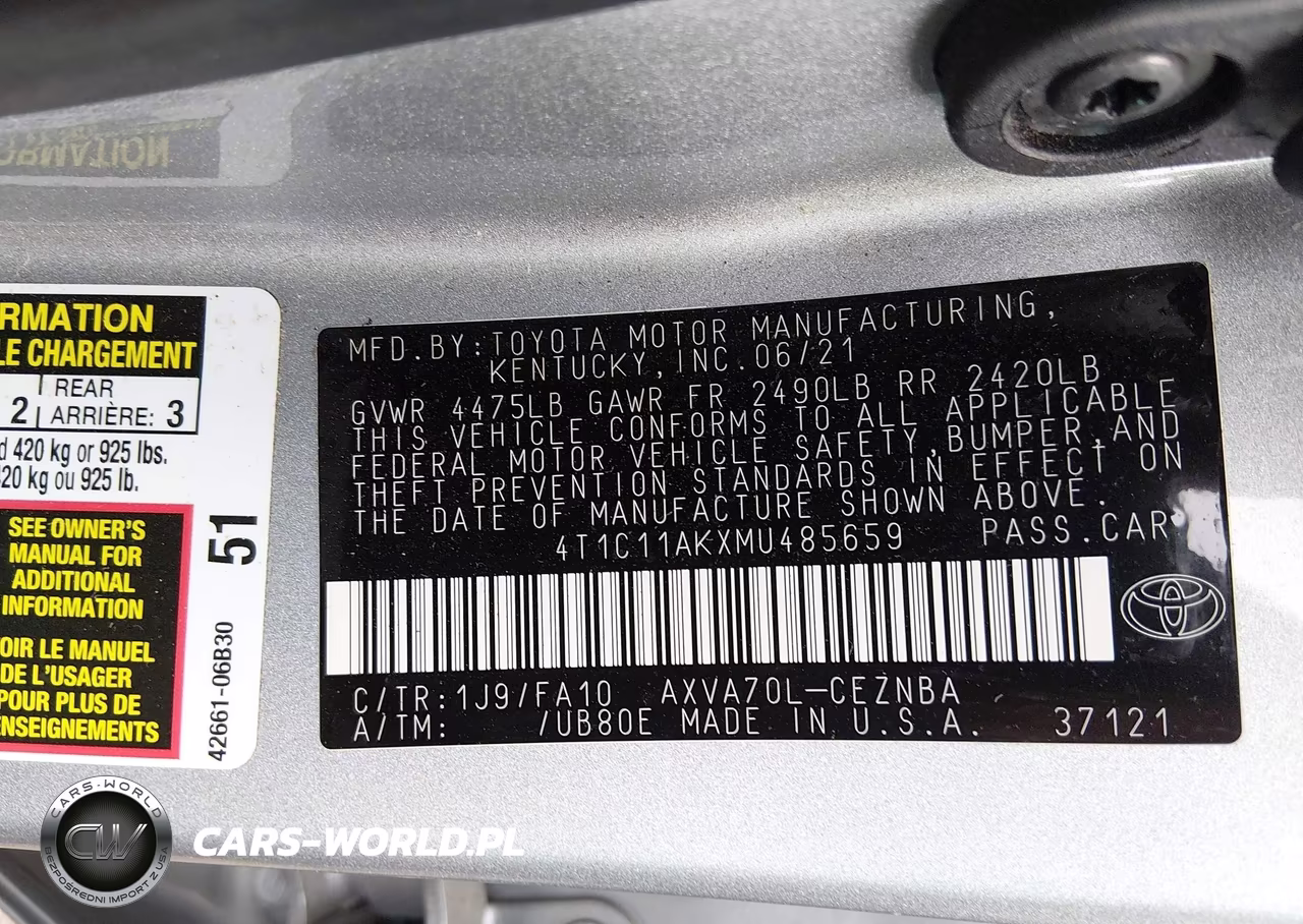 2021 Toyota Camry Le VIN:4T1C11AKXMU485659 - 9