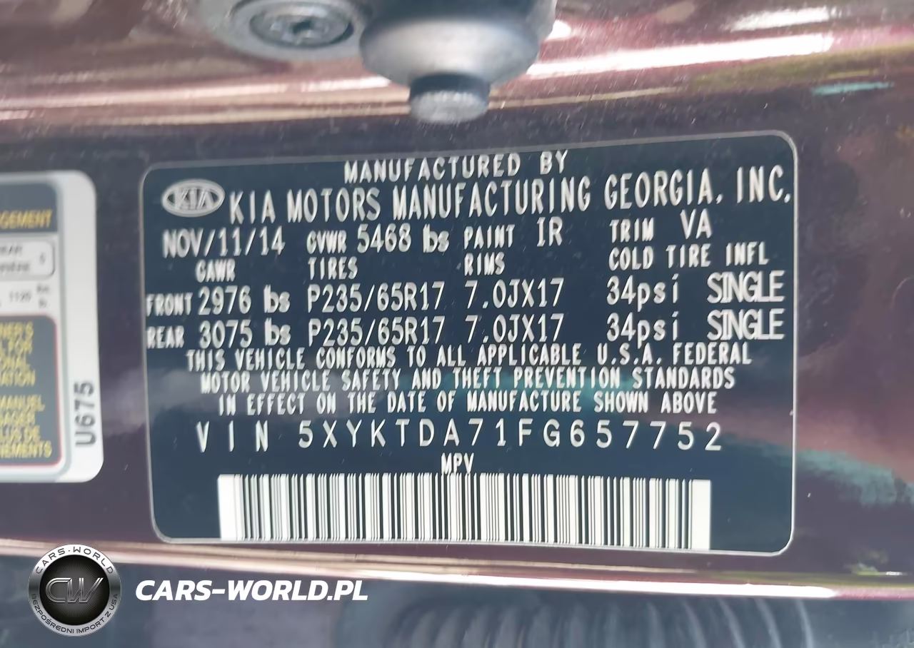 2015 Kia Sorento Lx V6 VIN:5XYKTDA71FG657752 - 9