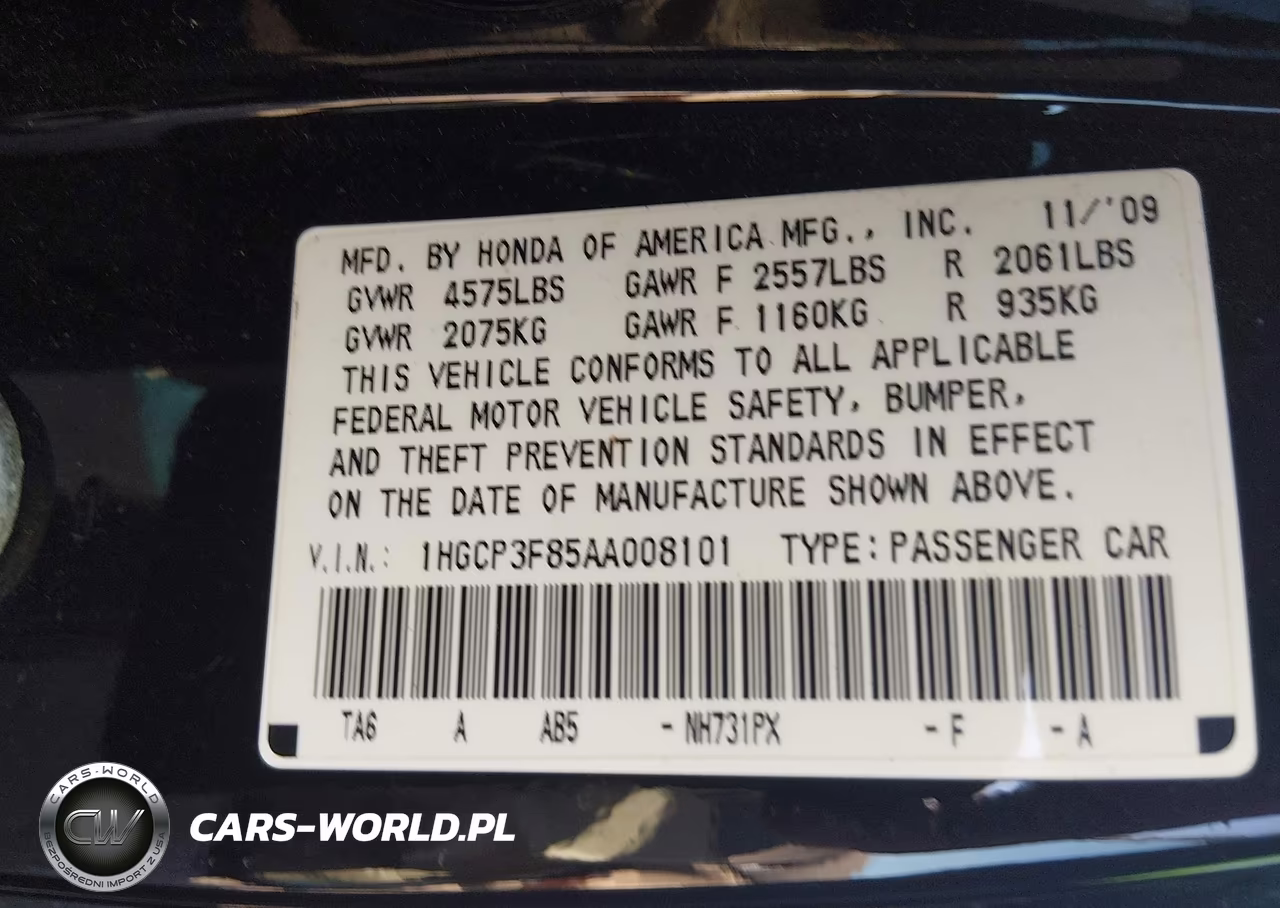 2010 Honda Accord 3.5 Ex-L VIN:1HGCP3F85AA008101 - 9