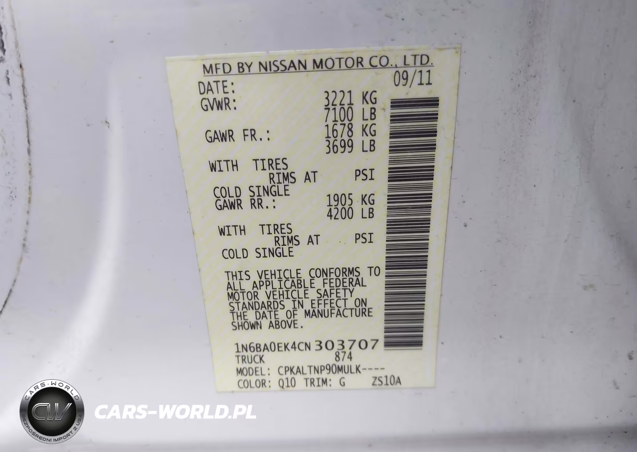 2012 Nissan Titan Sv VIN:1N6BA0EK4CN303707 - 9