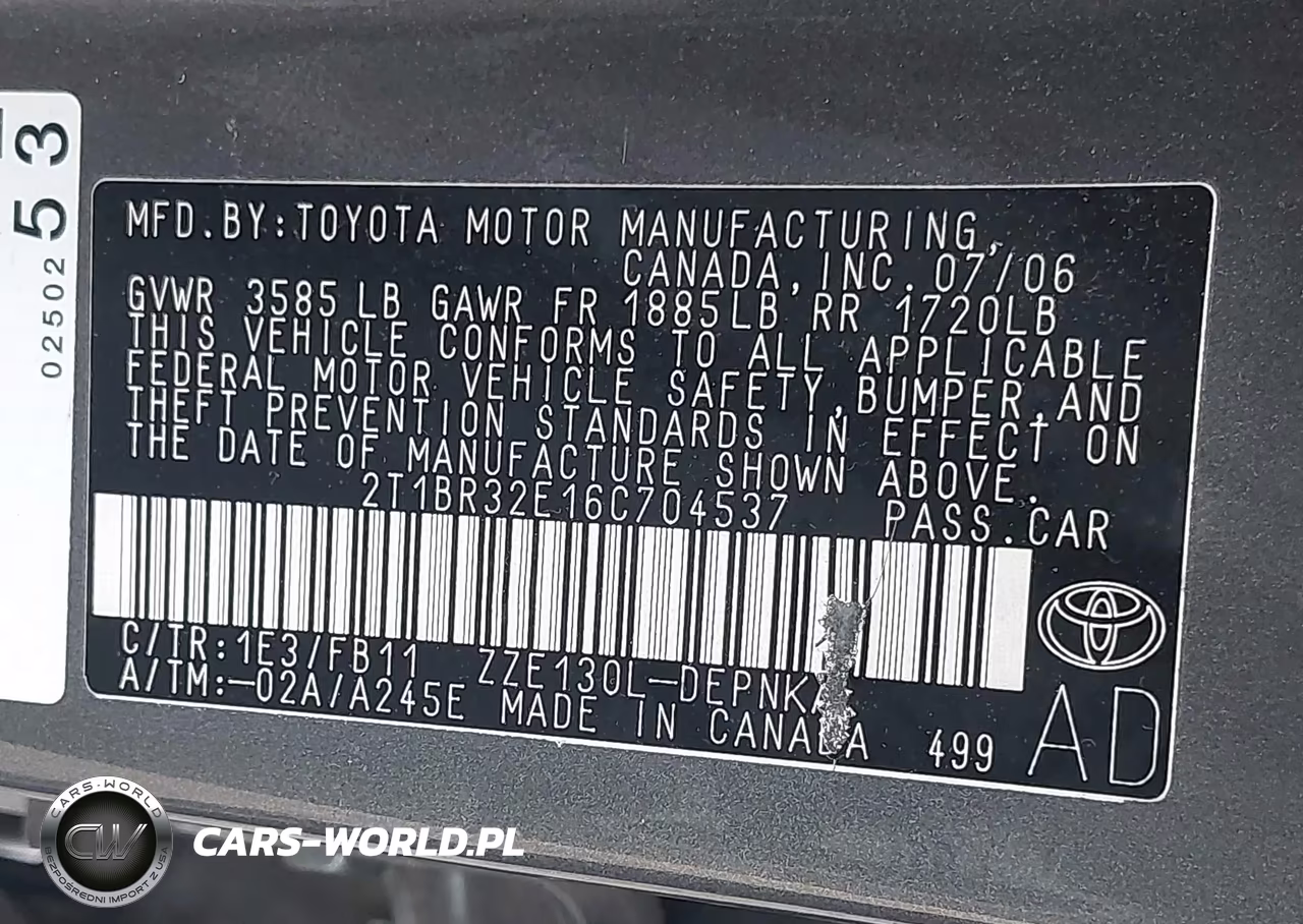 2006 Toyota Corolla Le VIN:2T1BR32E16C704537 - 9