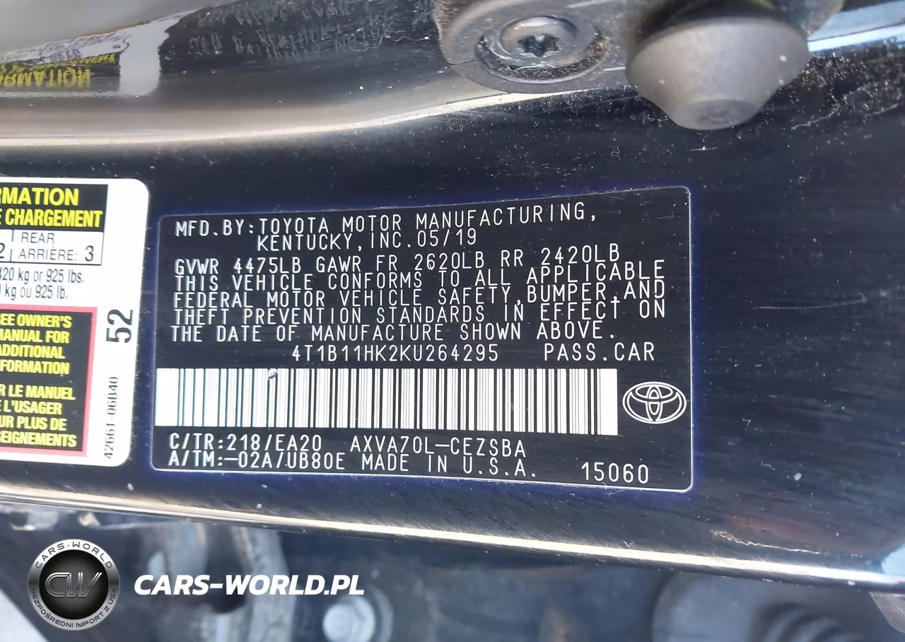 2019 Toyota Camry Se VIN:4T1B11HK2KU264295 - 9
