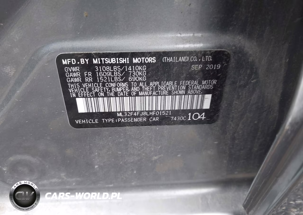 2020 Mitsubishi Mirage G4 Se VIN:ML32F4FJ8LHF01521 - 9