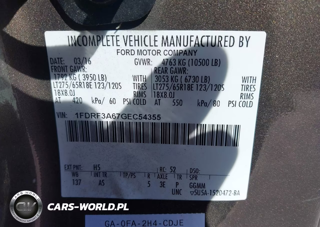 2016 Ford F-350 Xl VIN:1FDRF3A67GEC54355 - 9