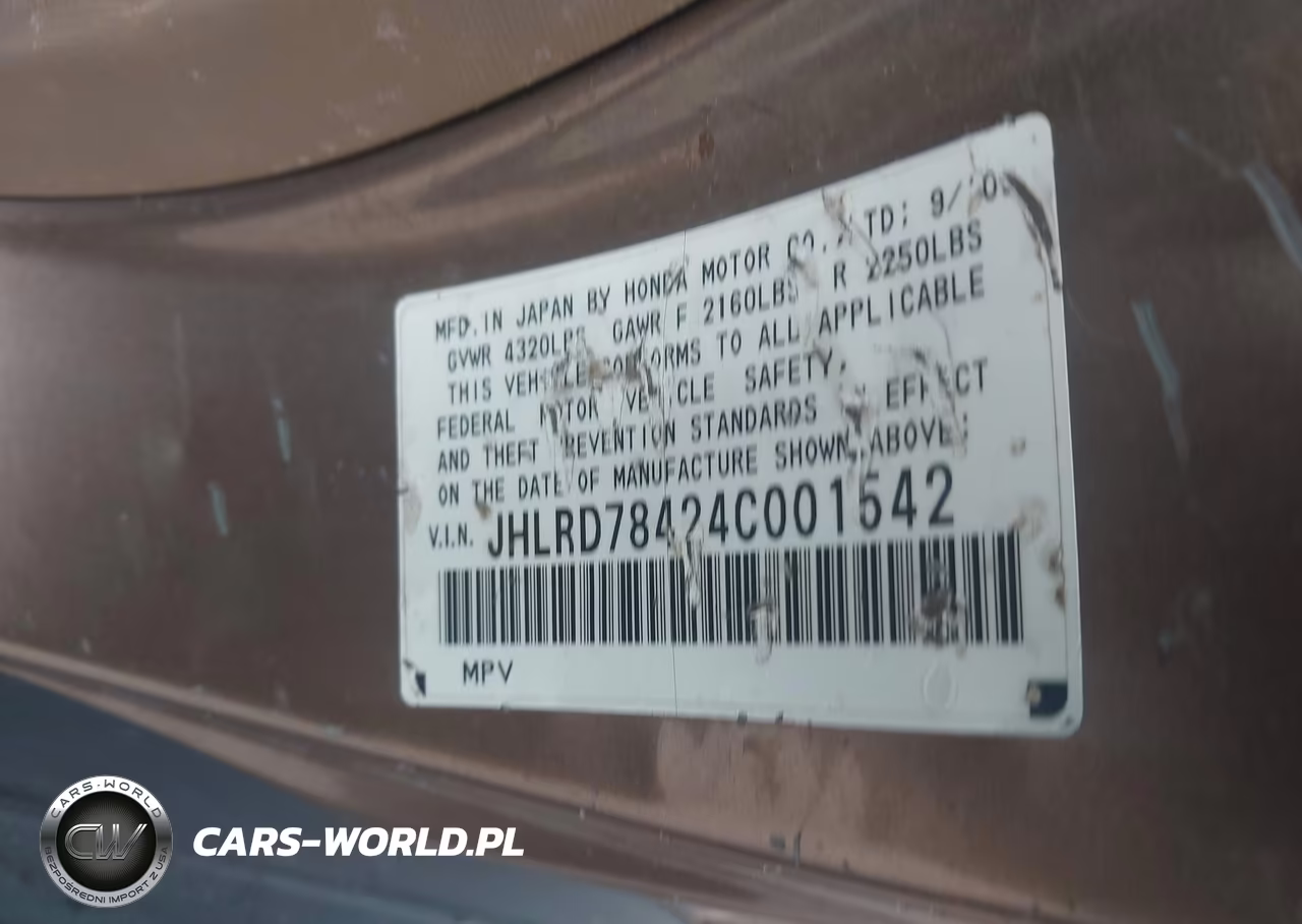 2004 Honda Cr-V Lx VIN:JHLRD78424C001542 - 9