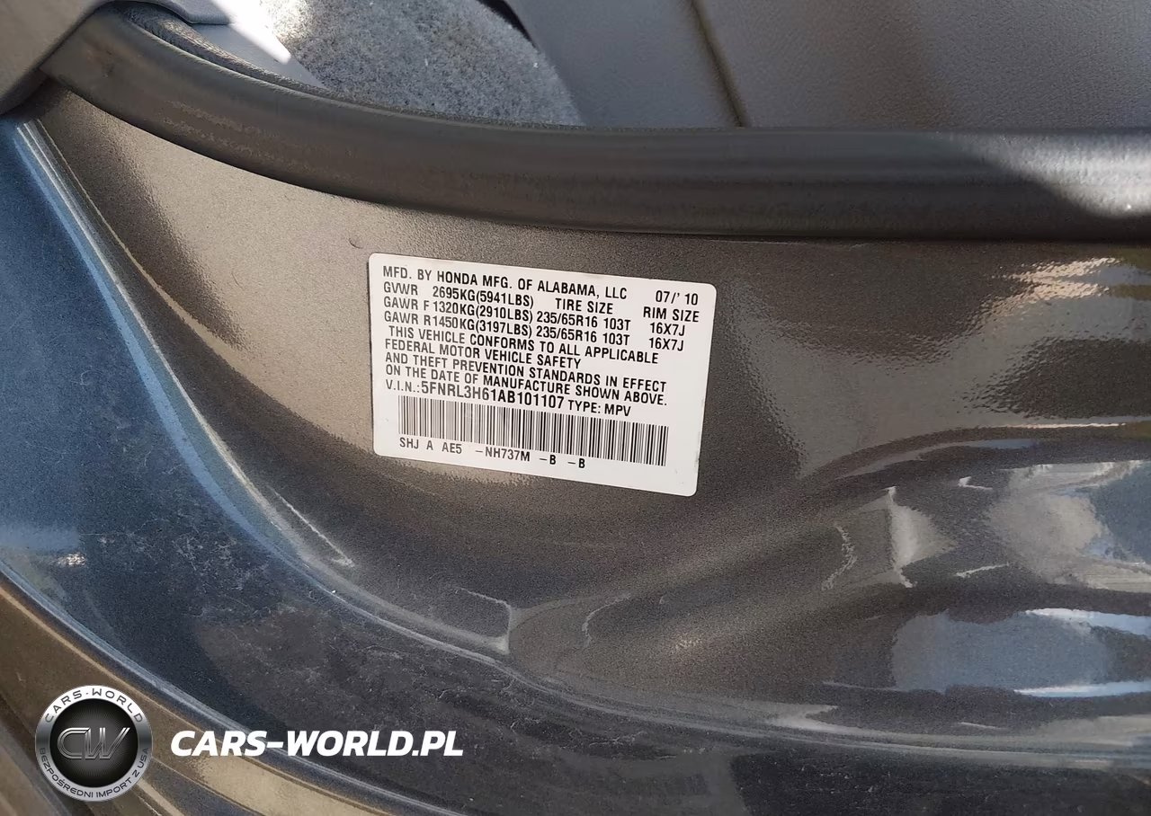 2010 Honda Odyssey Ex-L VIN:5FNRL3H61AB101107 - 9