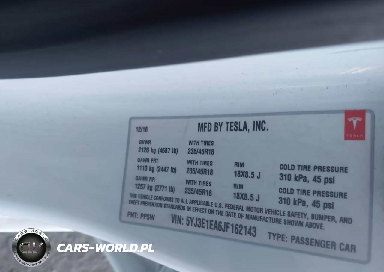 2018 Tesla Model 3 VIN:5YJ3E1EA6JF162143 - 9