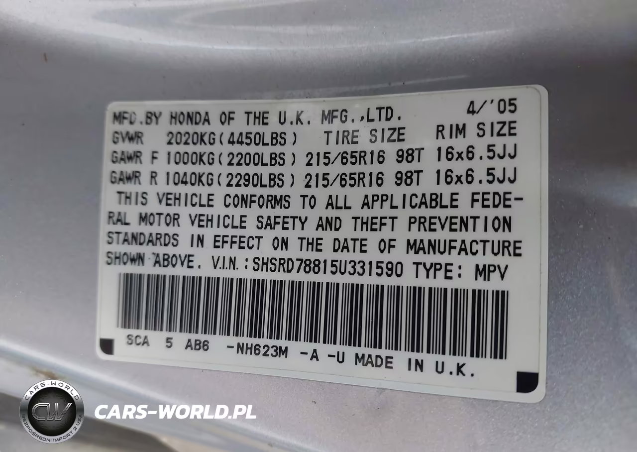 2005 Honda Cr-V Ex VIN:SHSRD78815U331590 - 9