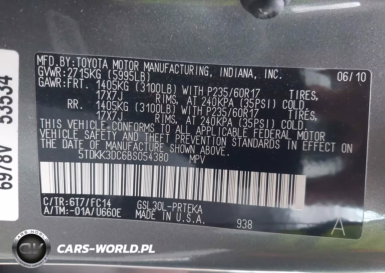 2011 Toyota Sienna Le V6 VIN:5TDKK3DC6BS054380 - 9