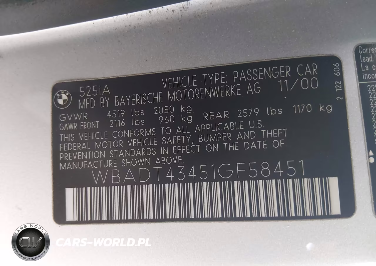 2001 BMW 525Ia VIN:WBADT43451GF58451 - 9