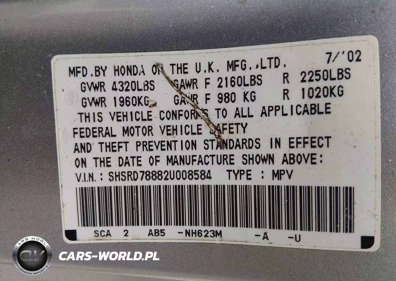 2002 Honda Cr-V Ex VIN:SHSRD78882U008584 - 9