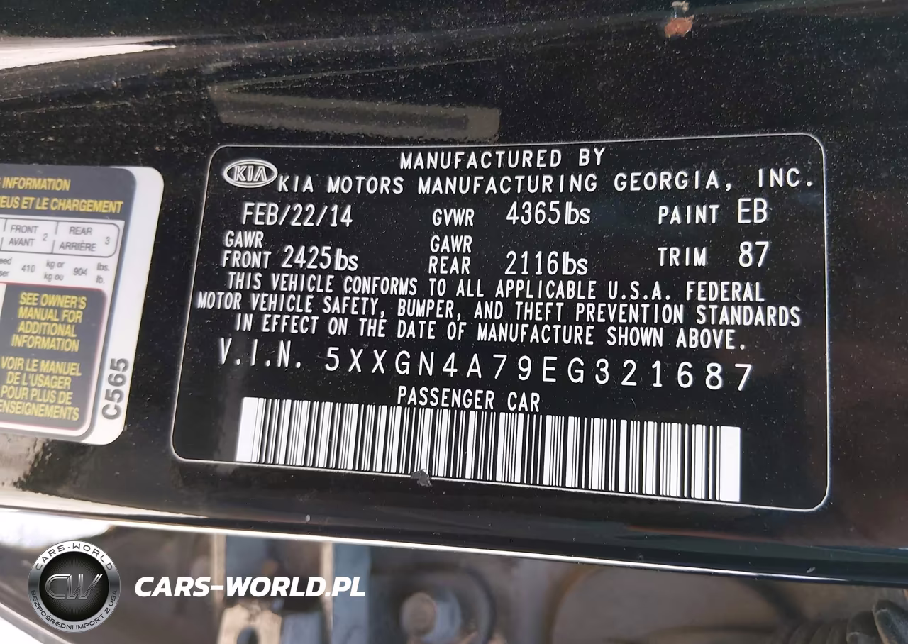 2014 Kia Optima Ex VIN:5XXGN4A79EG321687 - 9