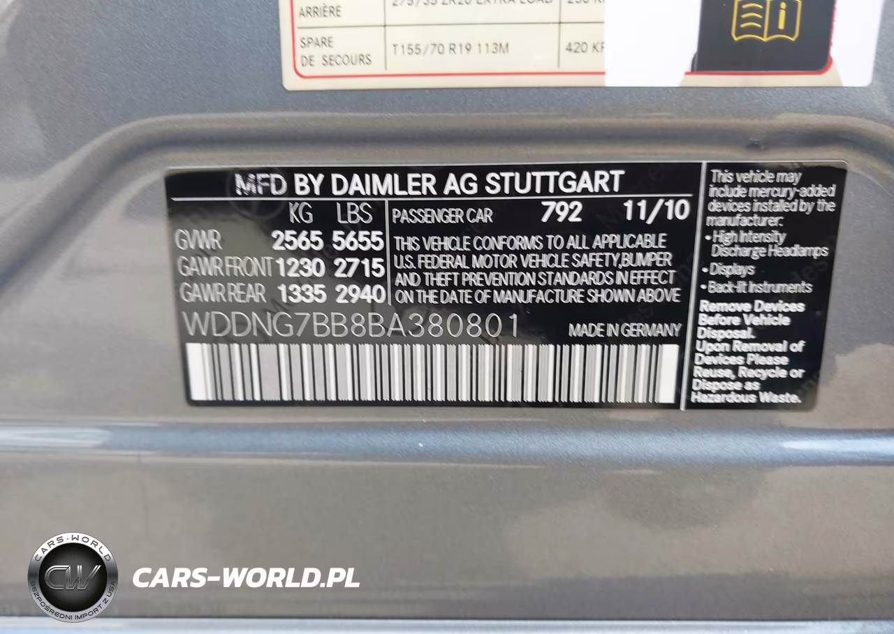 2011 Mercedes-Benz S 550 VIN:WDDNG7BB8BA380801 - 9