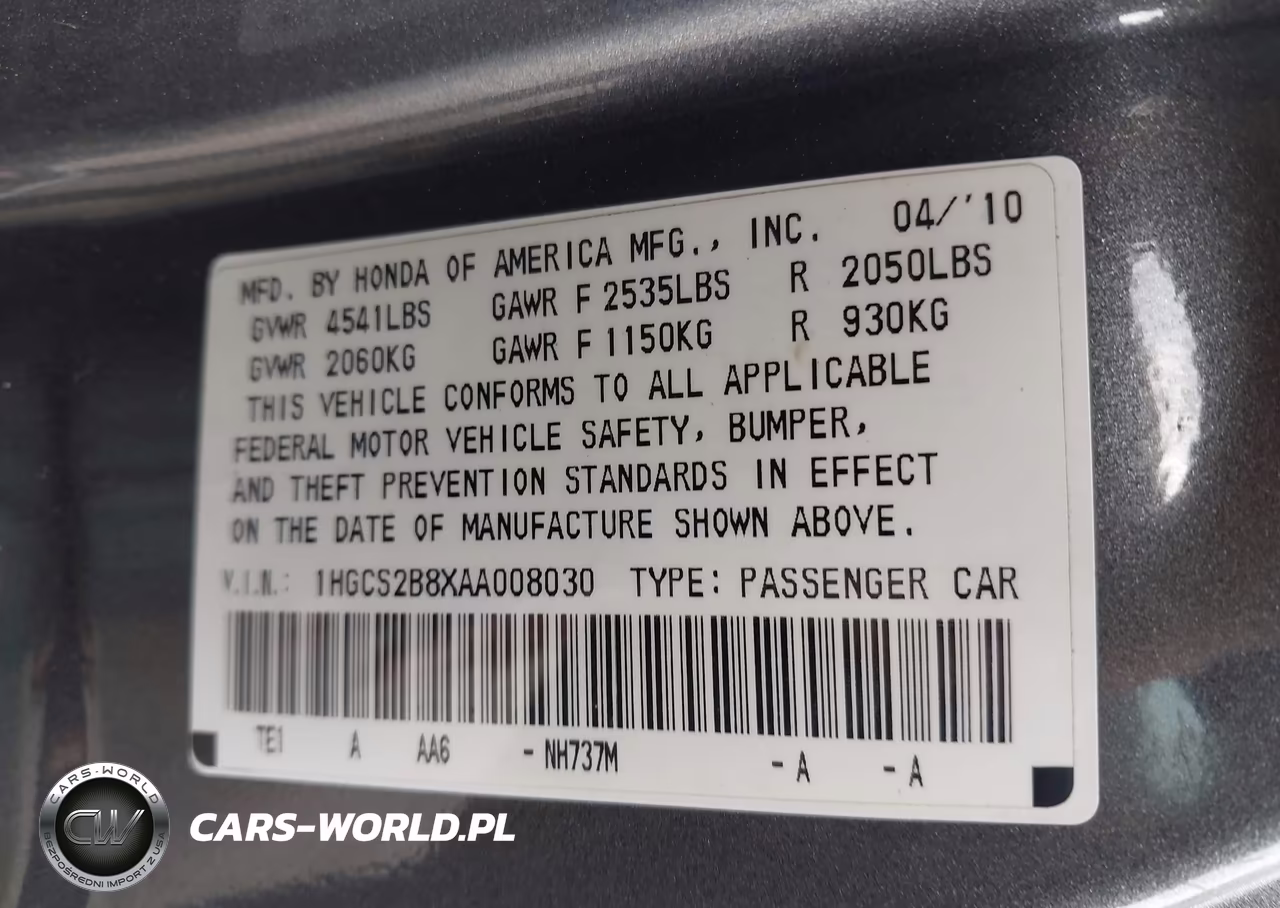 2010 Honda Accord 3.5 Ex-L VIN:1HGCS2B8XAA008030 - 9