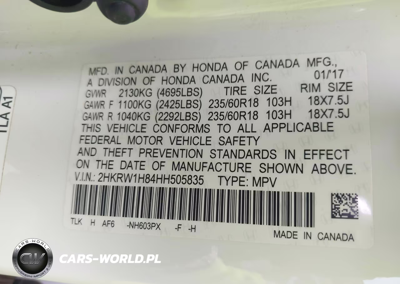2017 Honda Cr-V Ex-L-Ex-L Navi VIN:2HKRW1H84HH505835 - 9