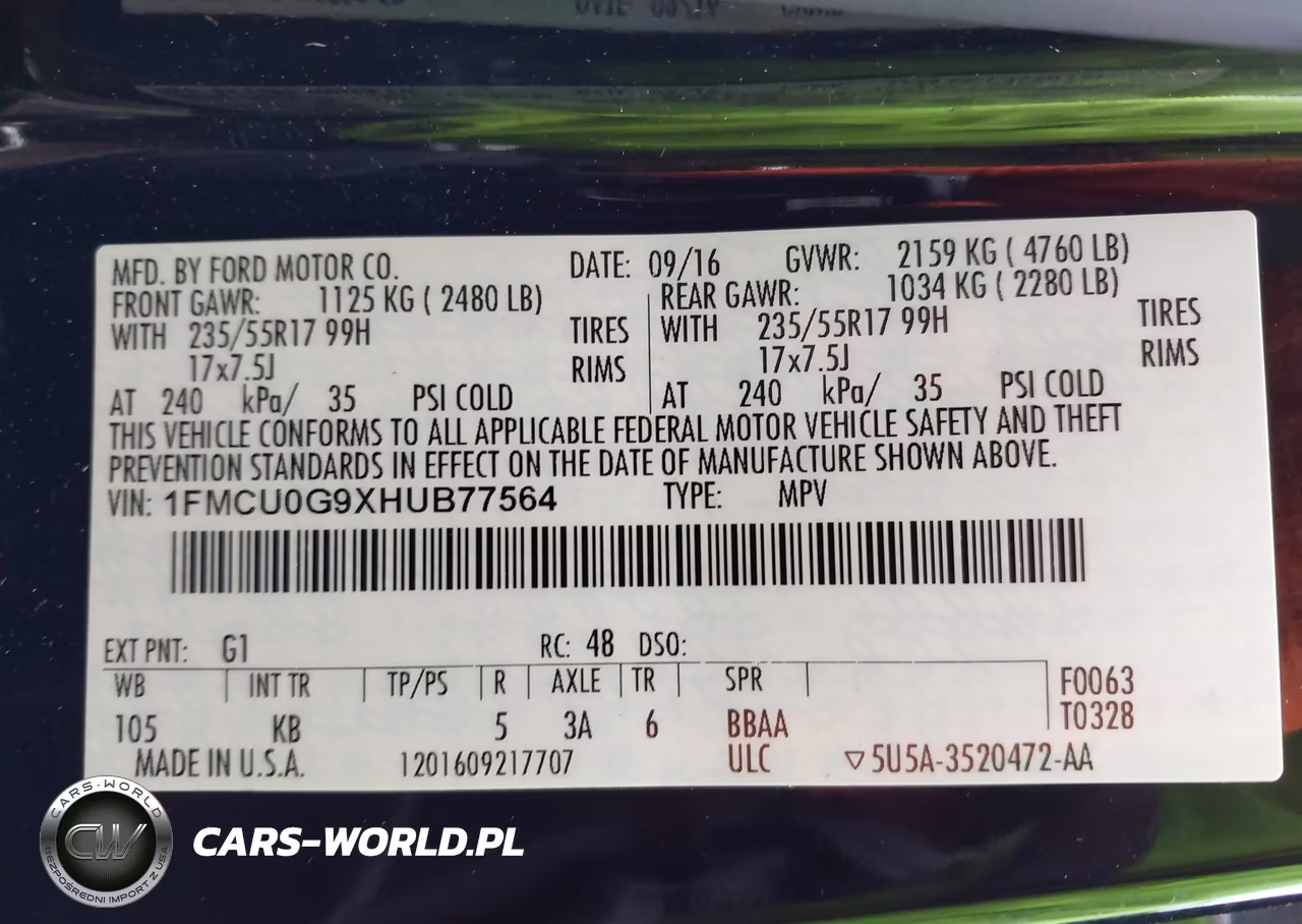 2017 Ford Escape Se VIN:1FMCU0G9XHUB77564 - 9
